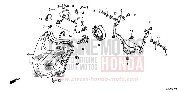 PROJECTEUR von NC750X "Meca" GRAPHITE BLACK (NHB01) von 2014